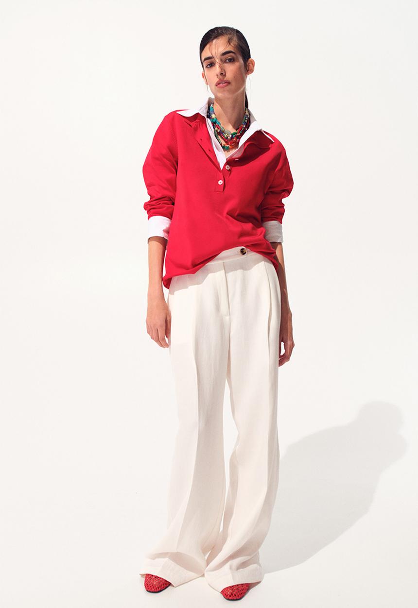 H&M - Wide tailored trousers - ivory