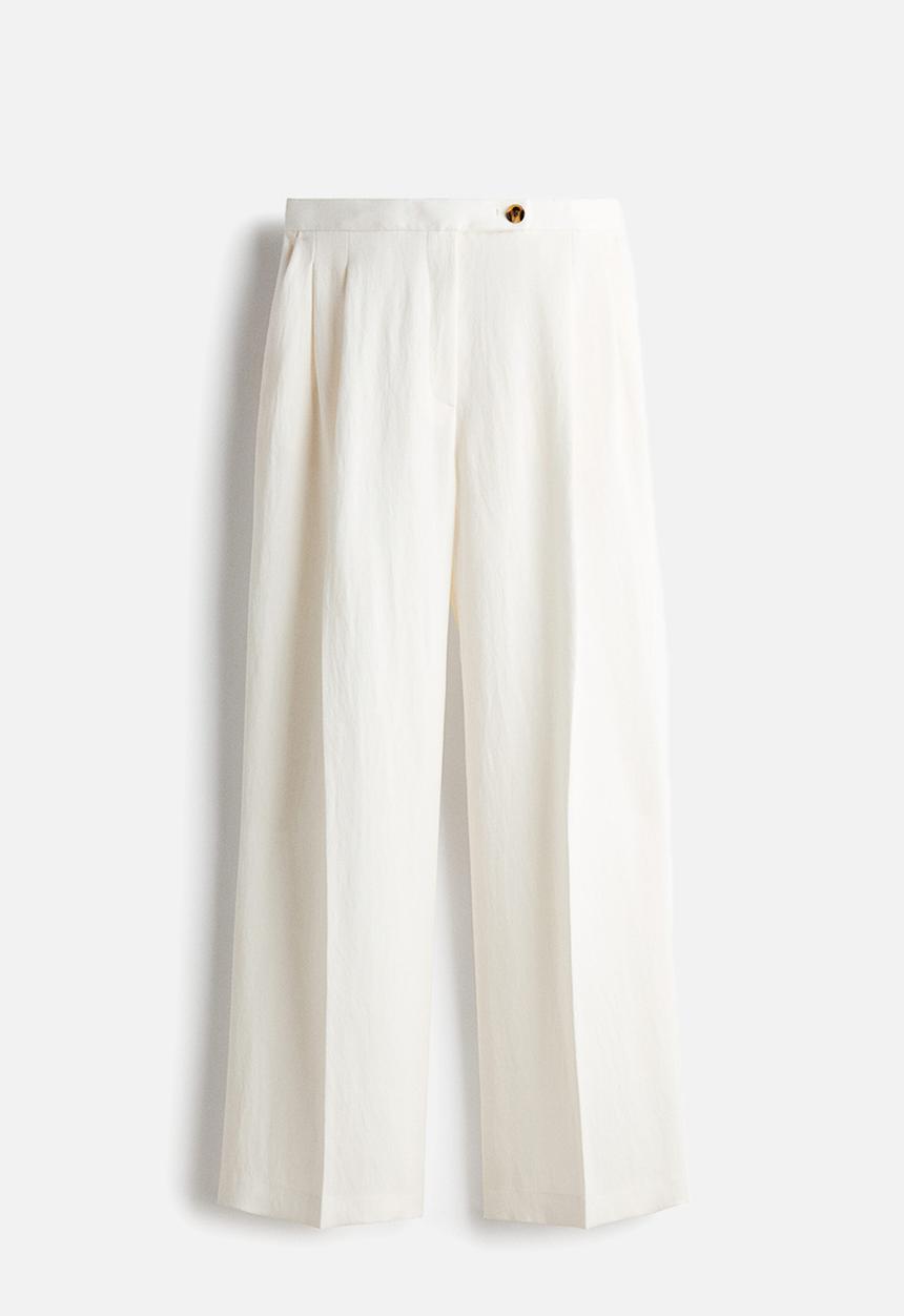 H&M - Wide tailored trousers - ivory