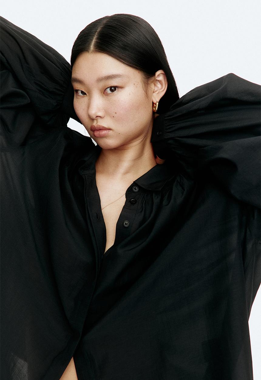 H&M - Gathered blouse - black