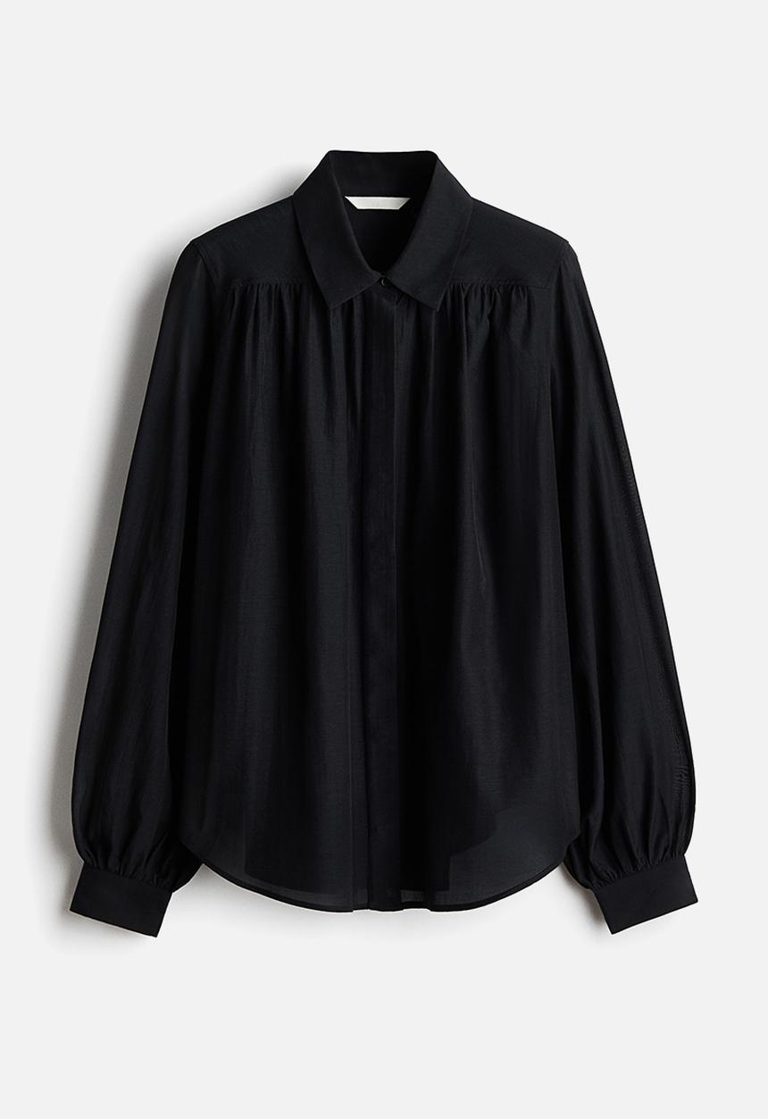 H&M - Gathered blouse - black
