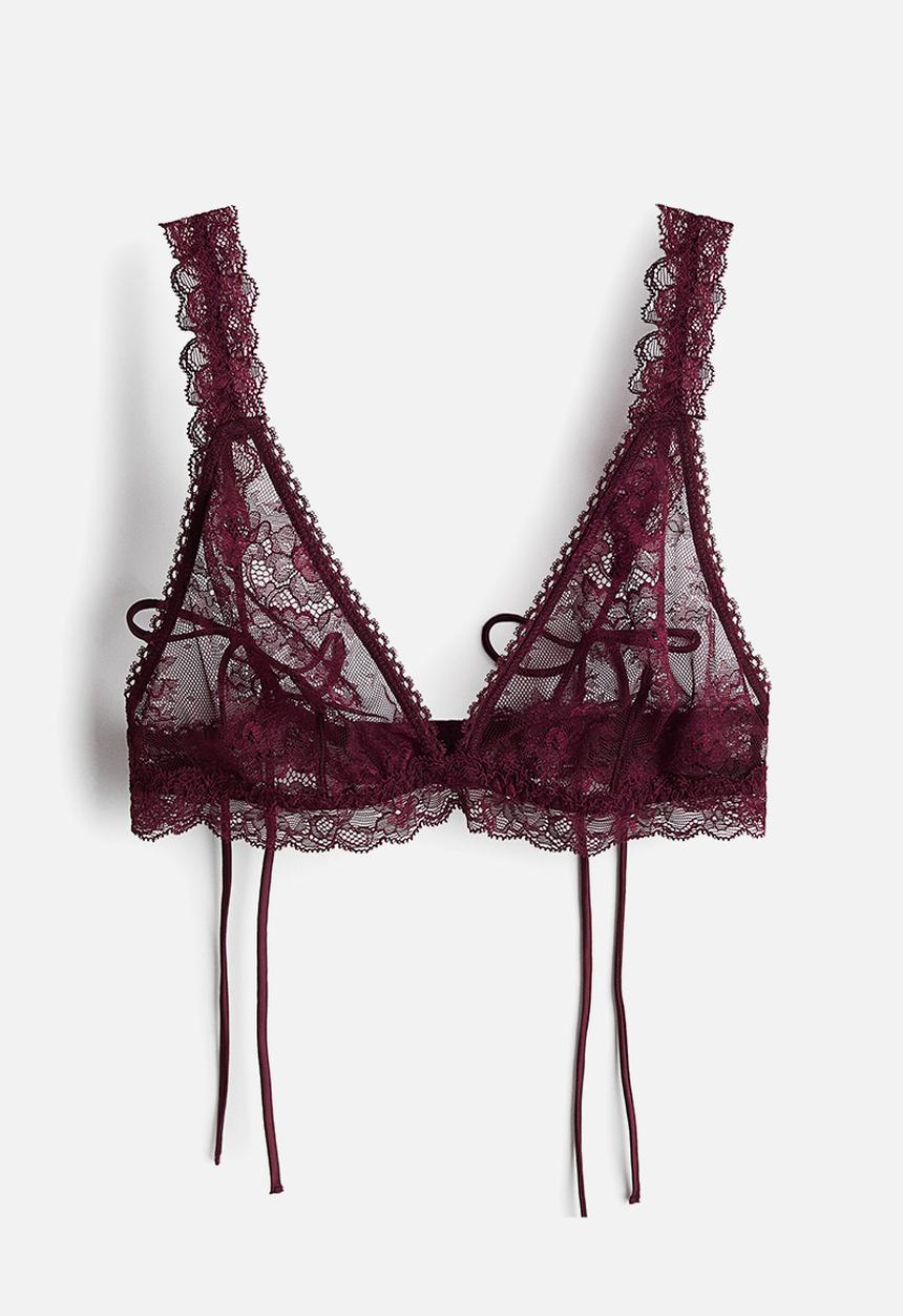 H&M - Soft lace bra - dark red
