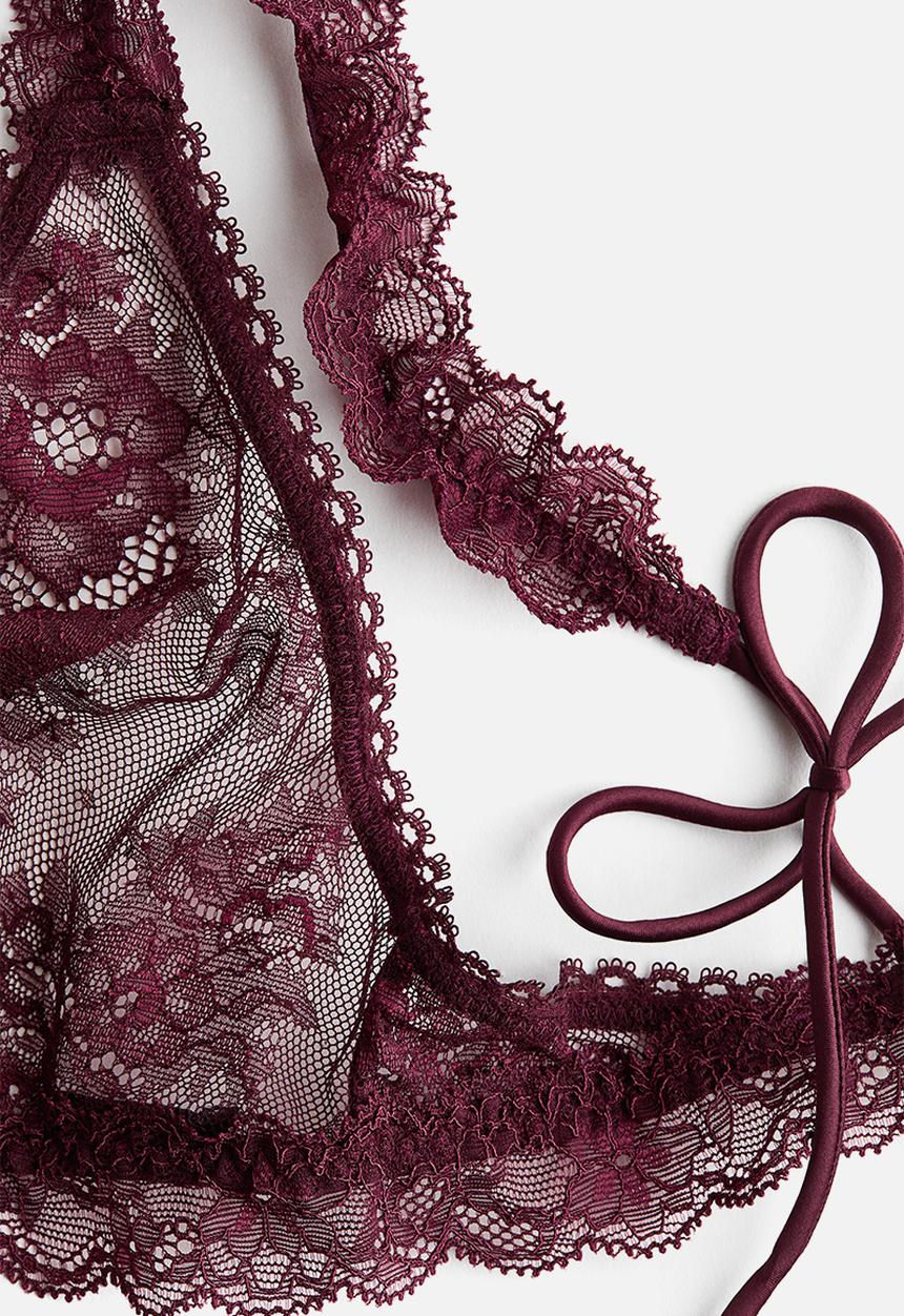 H&M - Soft lace bra - dark red