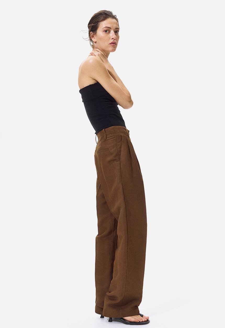 H&M - Tapered linen-blend trousers - brown