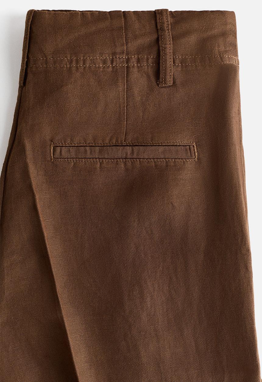 H&M - Tapered linen-blend trousers - brown