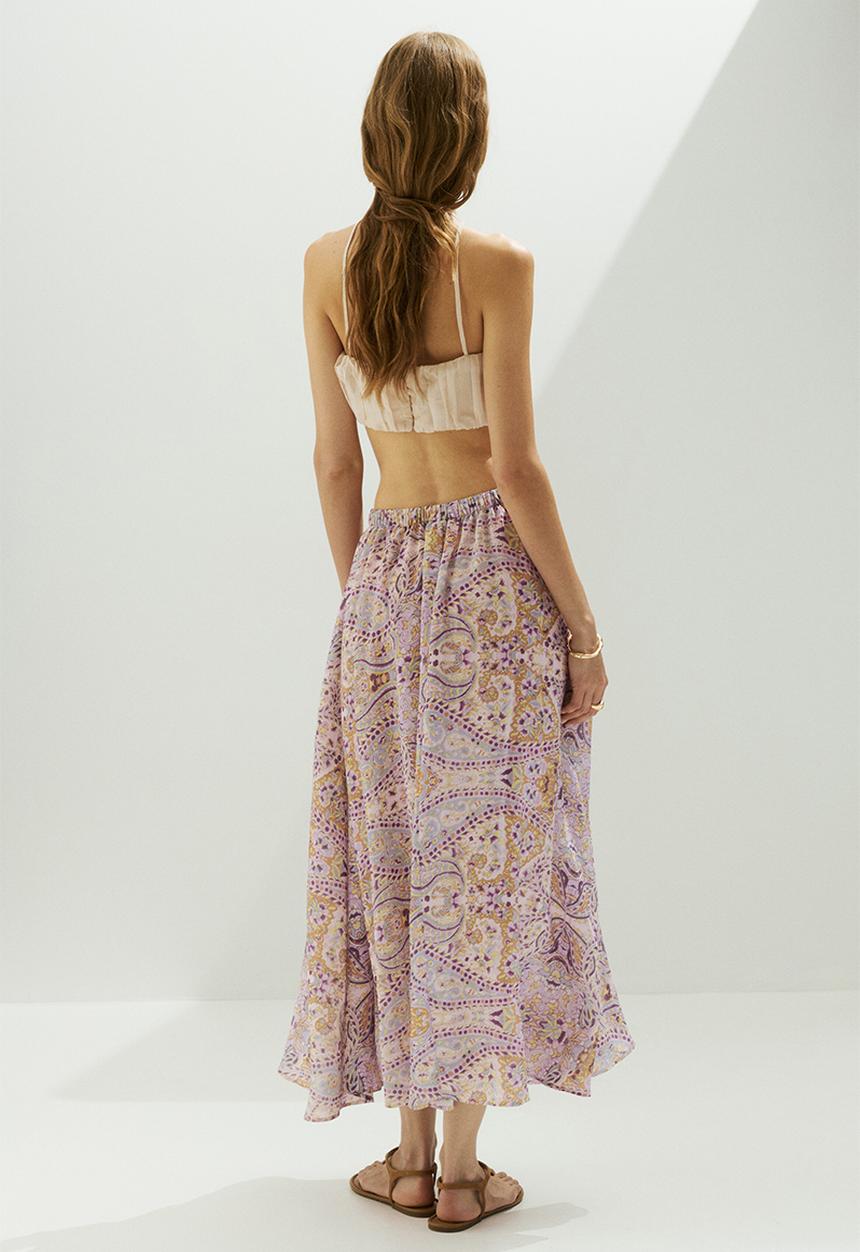 H&M - Loose-fit skirt - light pink/patterned
