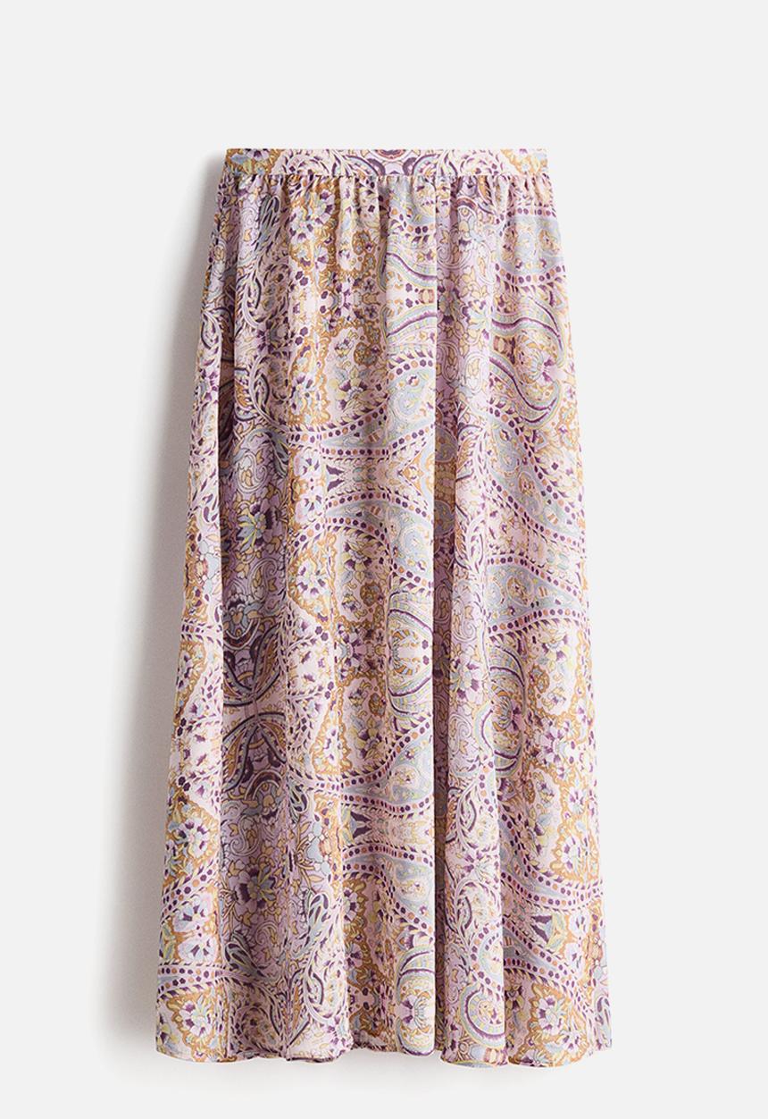 H&M - Loose-fit skirt - light pink/patterned