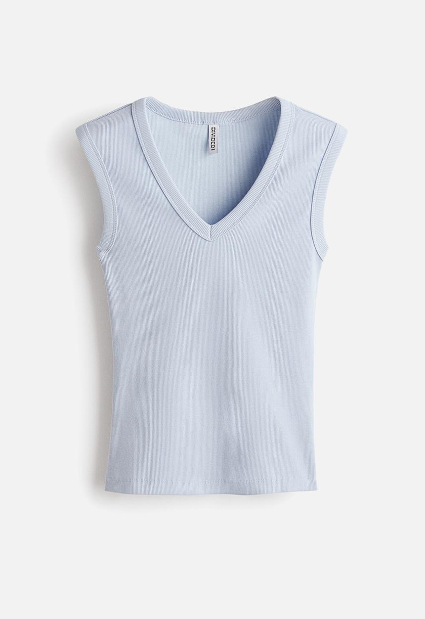 H&M - Ribbed v-neck vest top - light blue