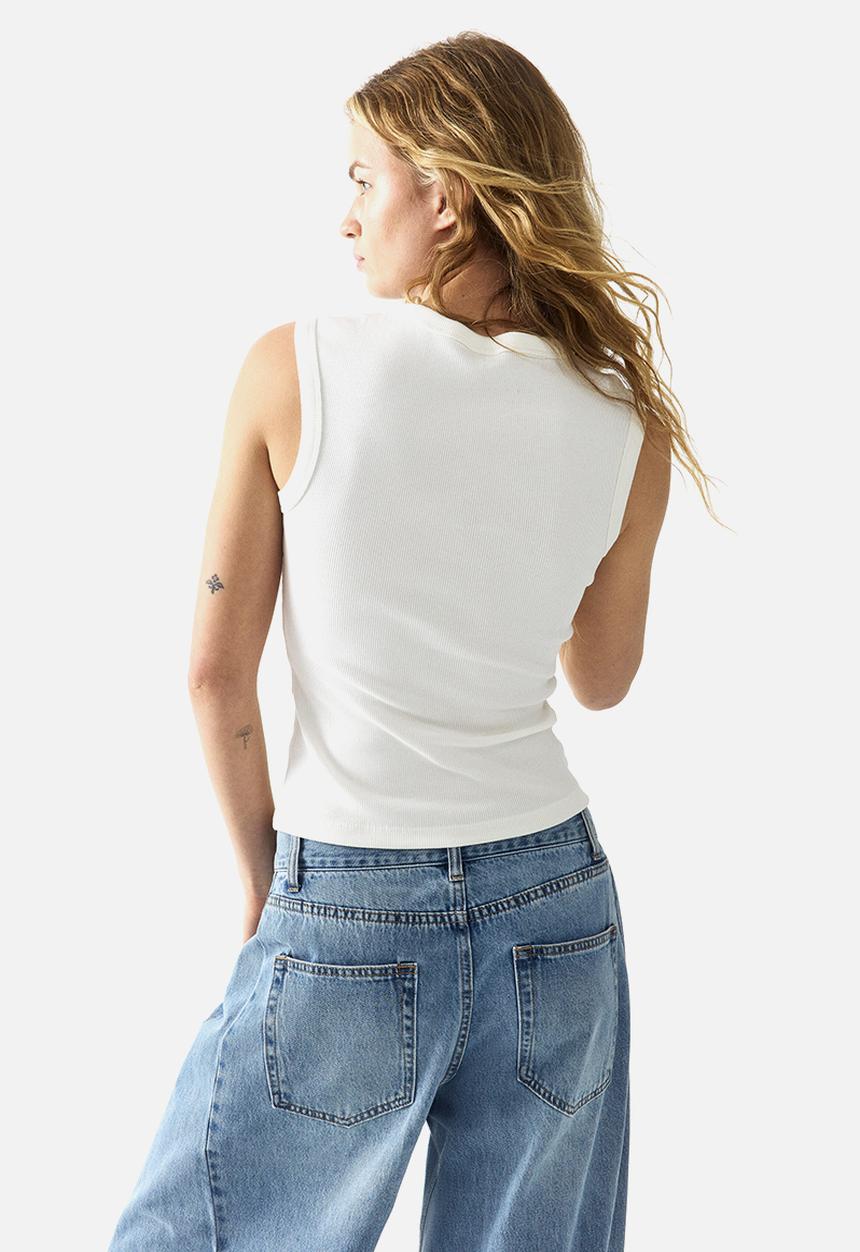 H&M - Ribbed v-neck vest top - cream
