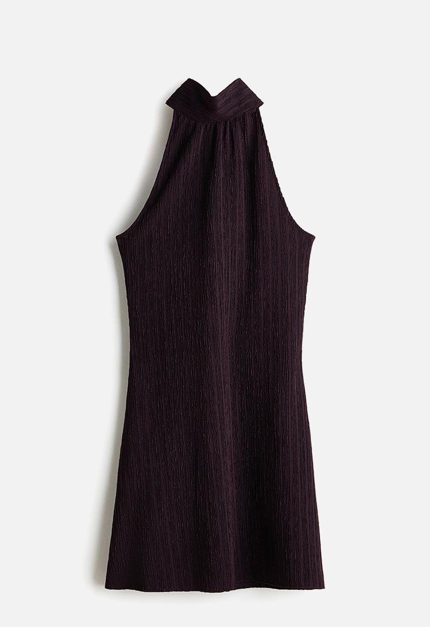 H&M - Crinkled halterneck dress - dark purple