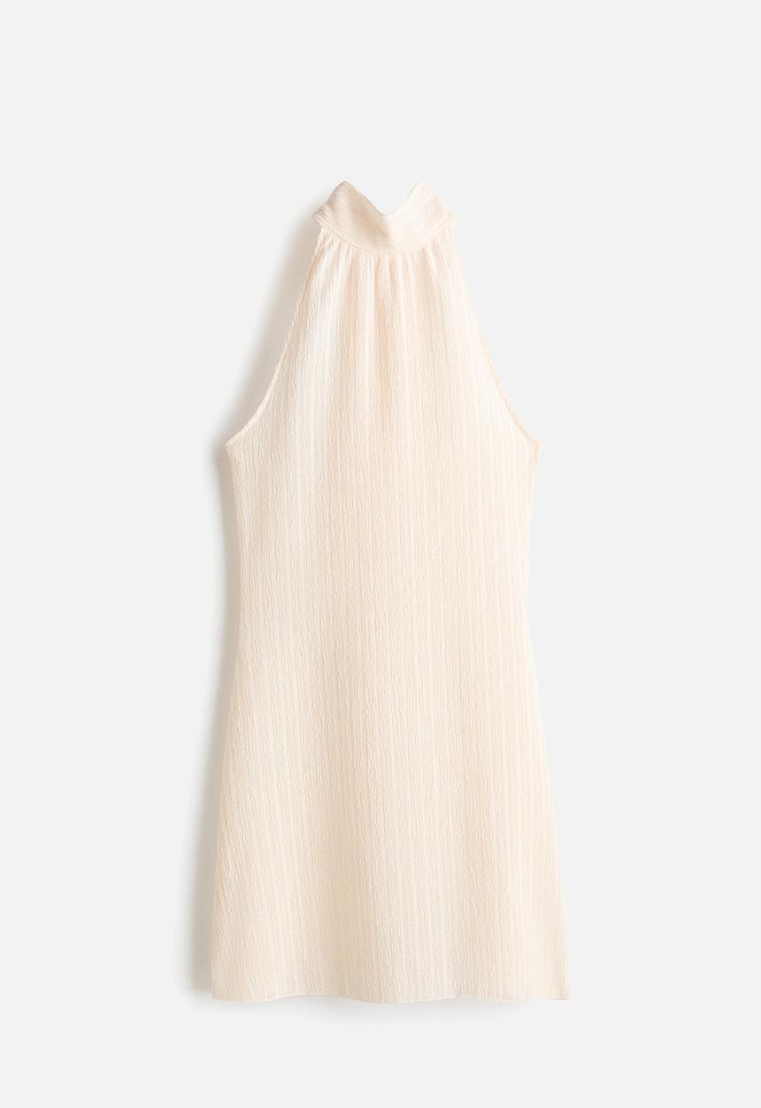 H&M - Crinkled halterneck dress - cream