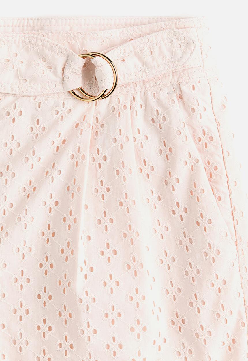 H&M - Broderie anglaise cotton shorts - pale pink