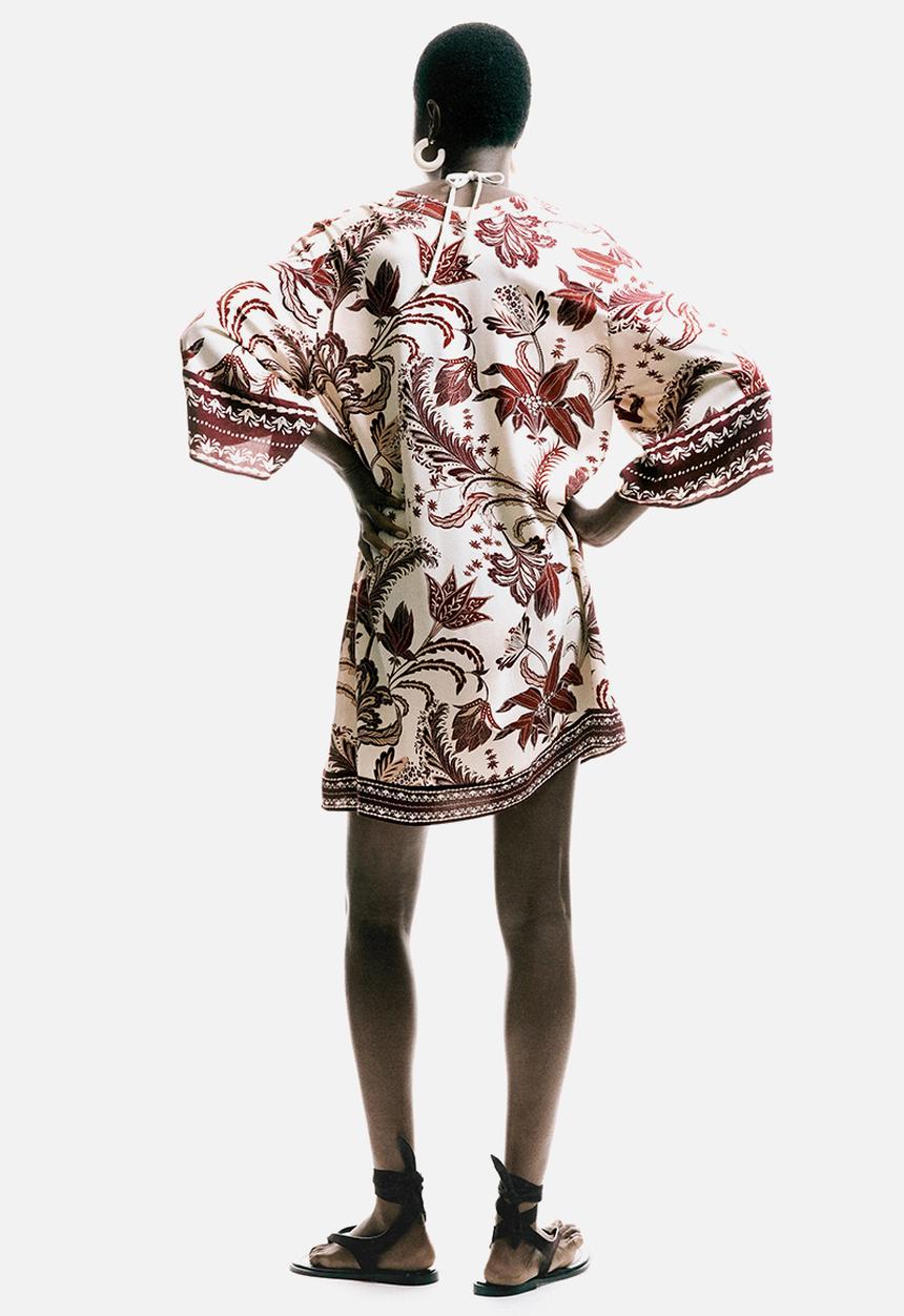 H&M - Viscose tunic dress - light beige/patterned
