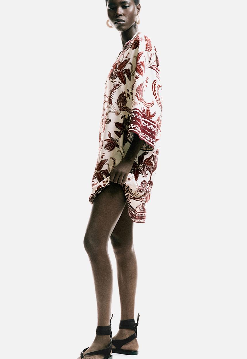 H&M - Viscose tunic dress - light beige/patterned