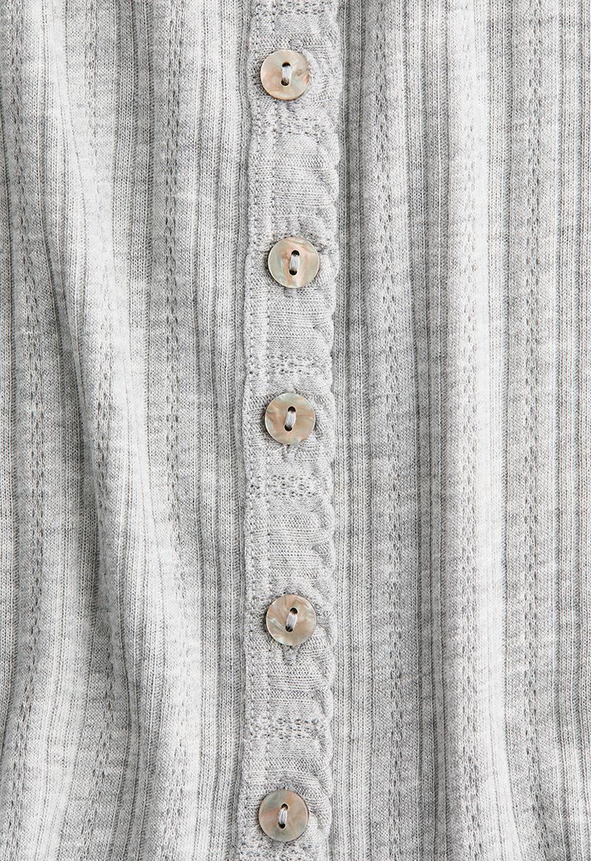 H&M - Pointelle-knit top - light grey marl