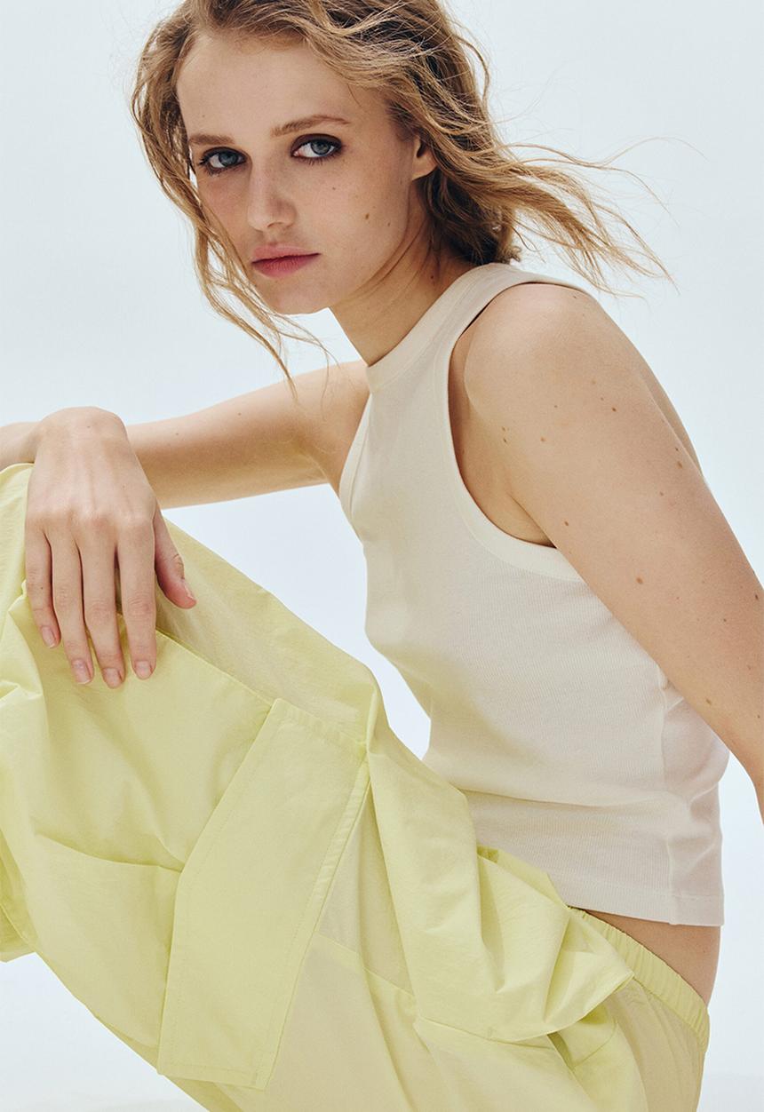 H&M - Balloon cargo trousers - light yellow-green