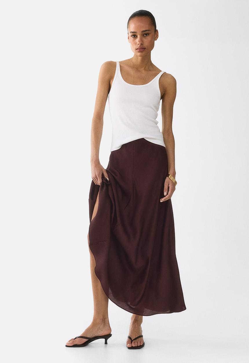 H&M - Viscose-blend maxi skirt - dark brown