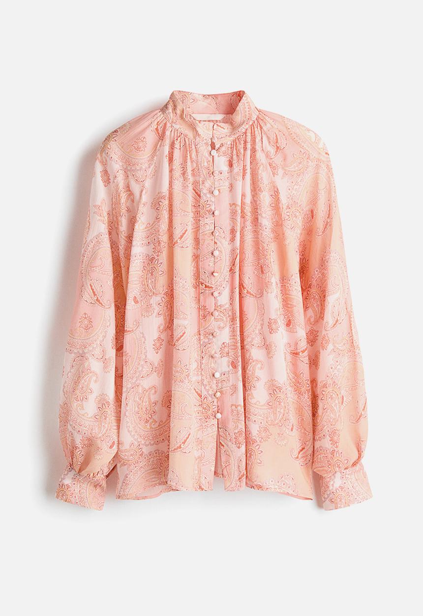 H&M - Oversized lyocell blouse - light pink/paisley pattern