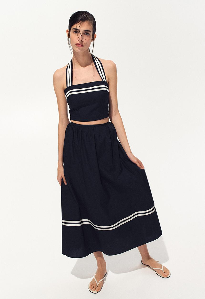 H&M - Loose-fit midi skirt - navy blue