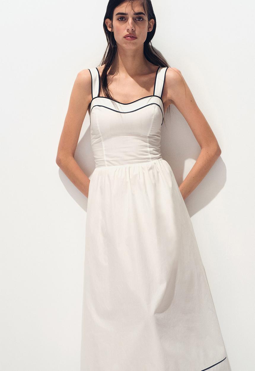 H&M - Flared-skirt cotton dress - white