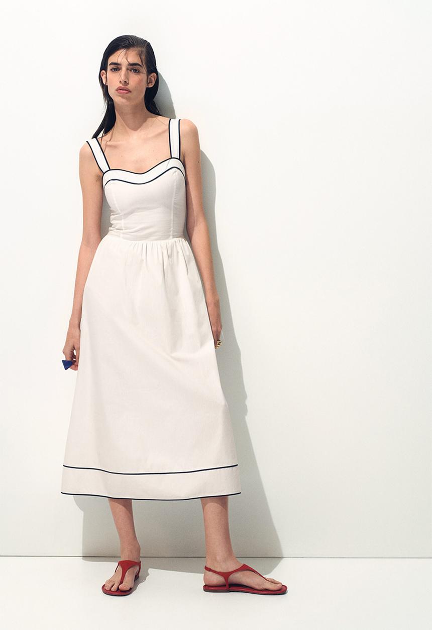 H&M - Flared-skirt cotton dress - white