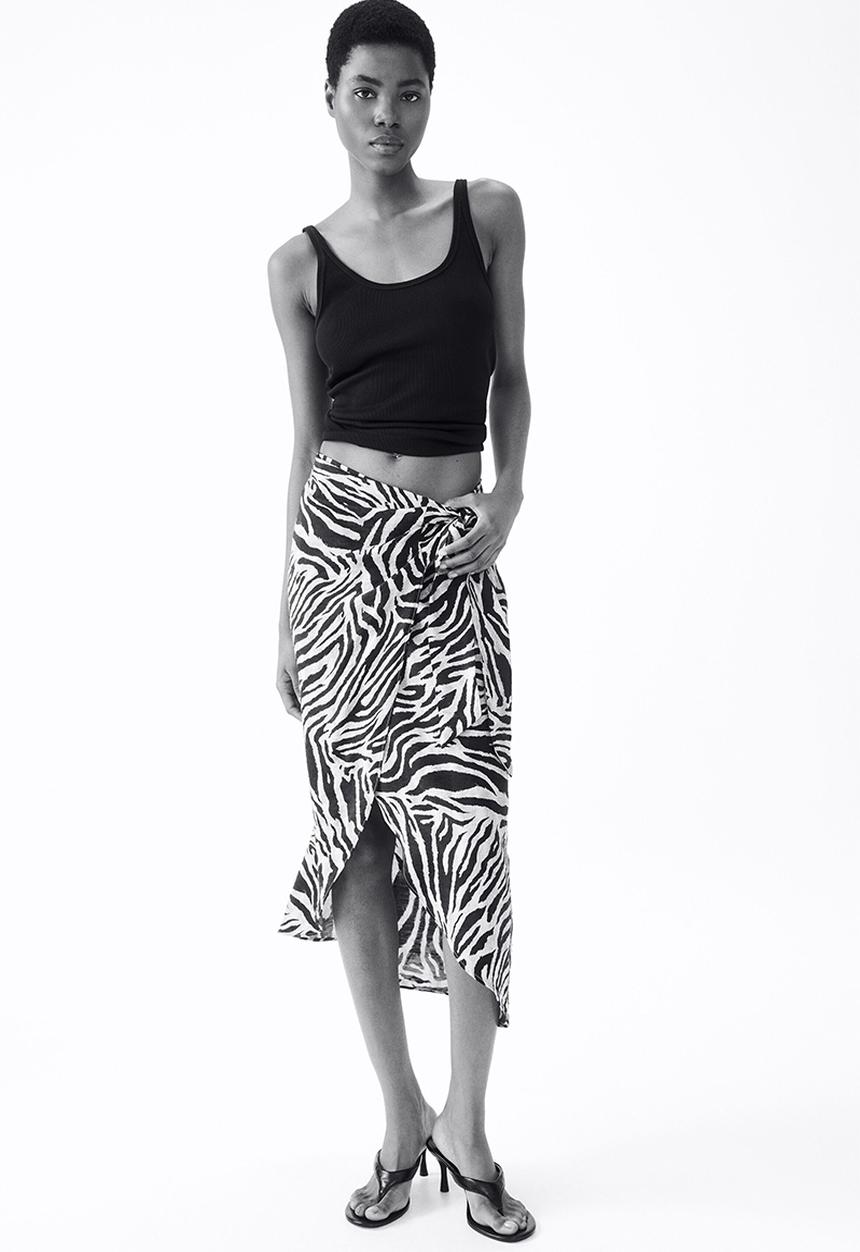 H&M - Wrap skirt - beige/zebra print