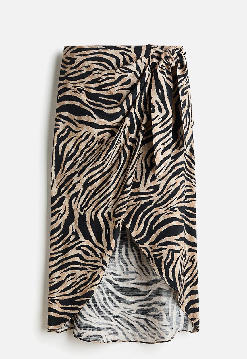H&M - Wrap skirt - beige/zebra print