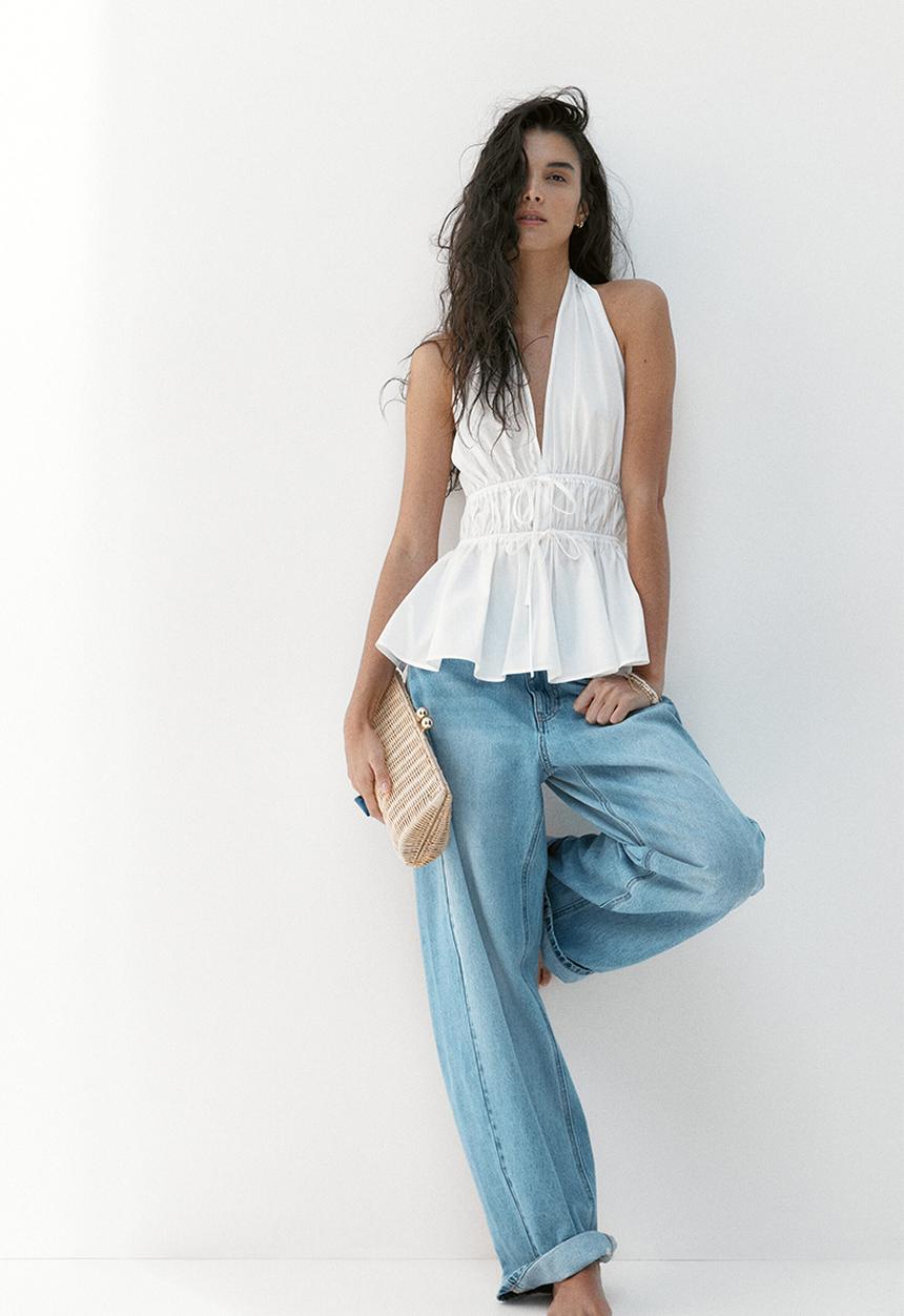 H&M - Peplum halterneck top - white