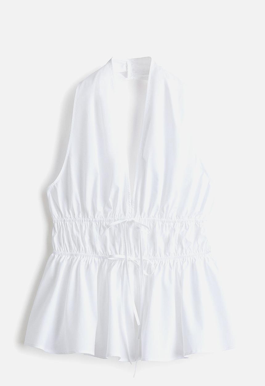 H&M - Peplum halterneck top - white