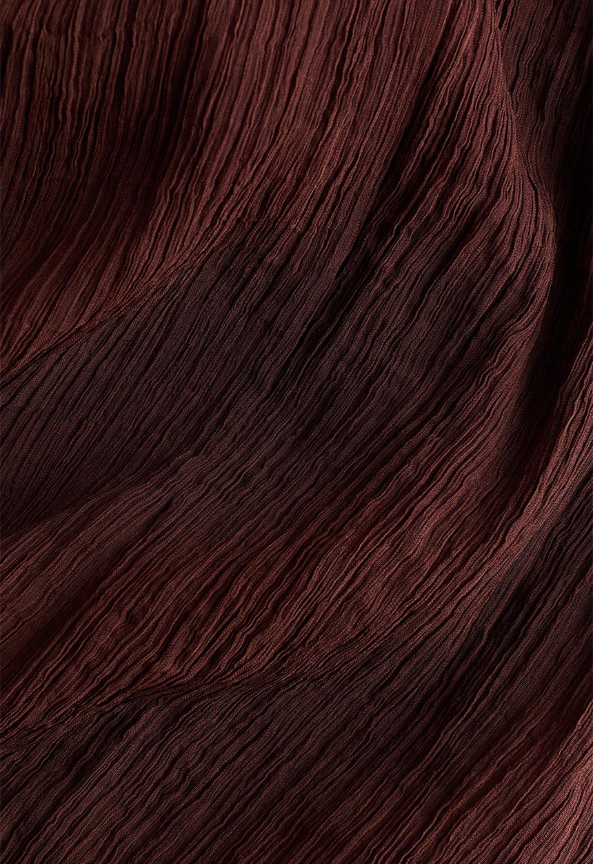 H&M - Scarf-collar chiffon top - dark brown