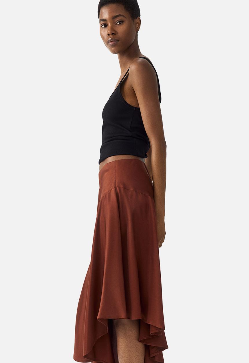 H&M - Asymmetric viscose skirt - rust brown