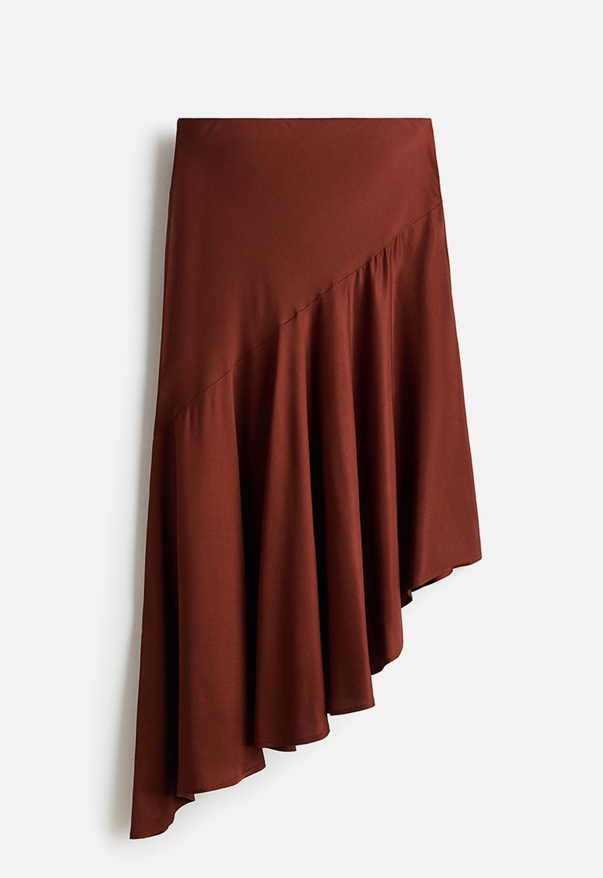 H&M - Asymmetric viscose skirt - rust brown