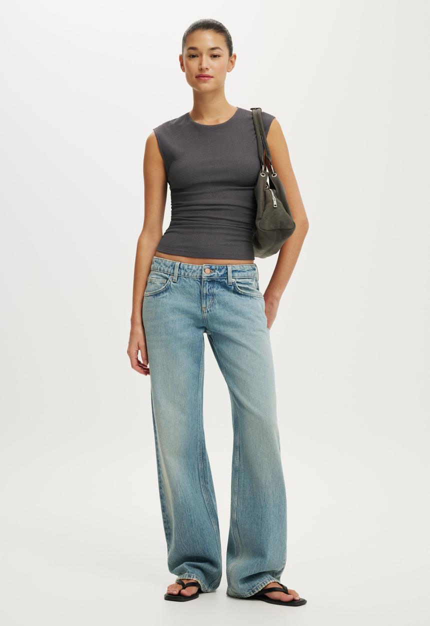 Cotton On - Mia Open Back Top - Steel Onyx