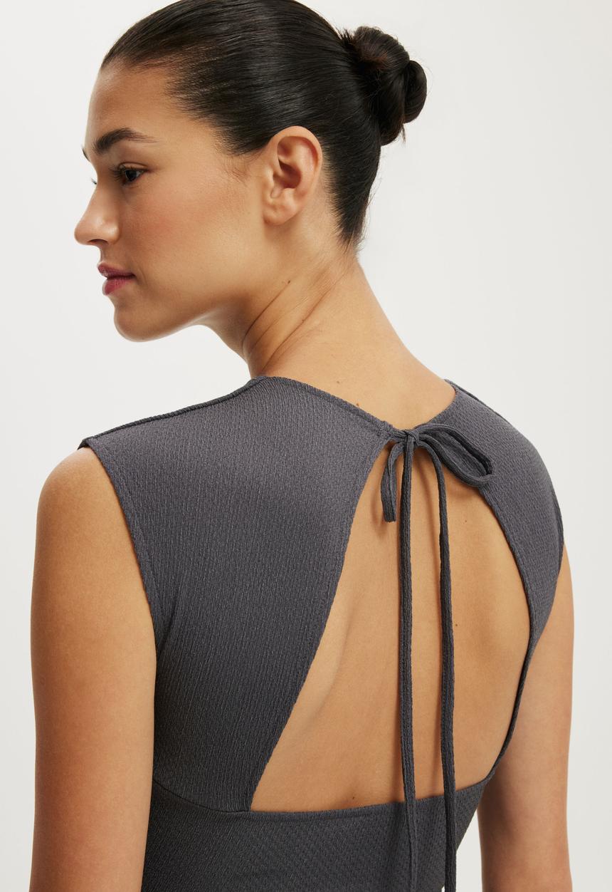 Cotton On - Mia Open Back Top - Steel Onyx