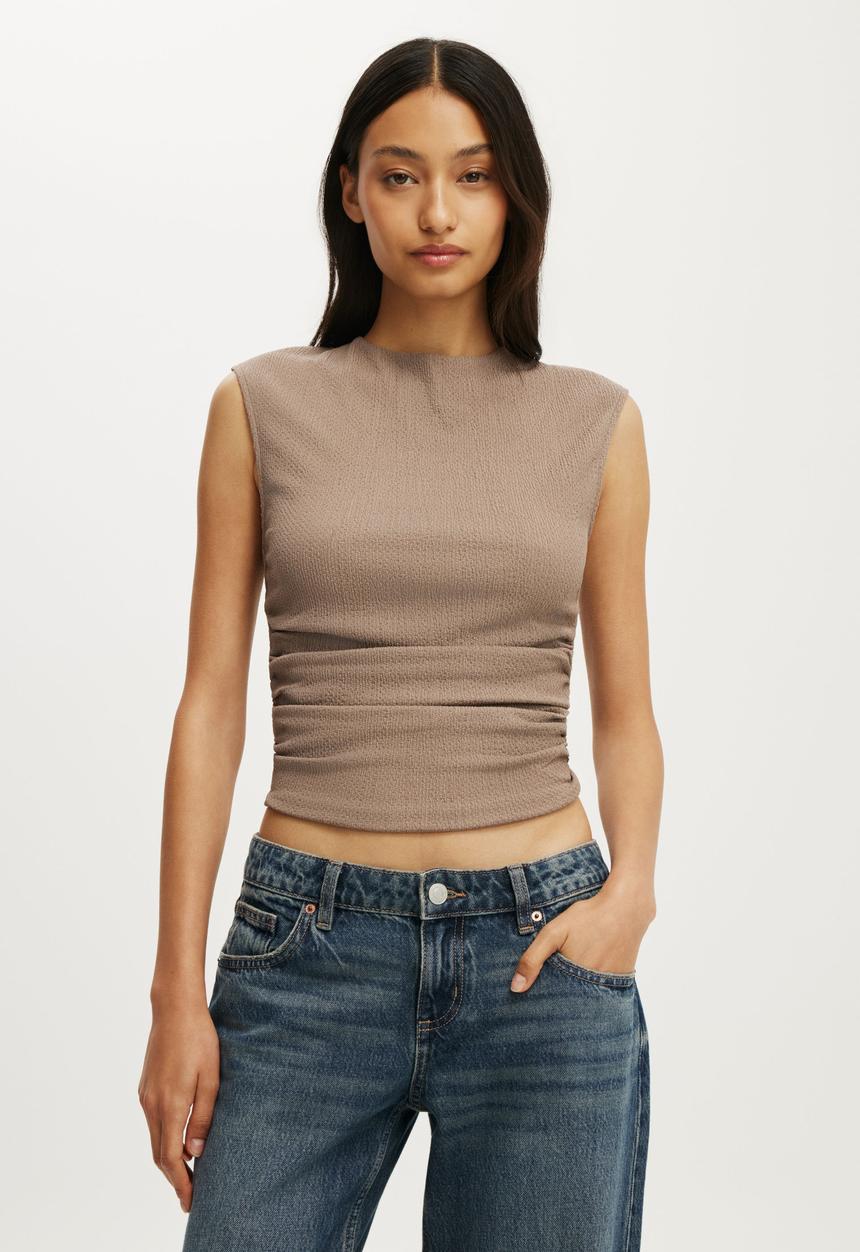 Cotton On - Mia Open Back Top - Washed Mocha