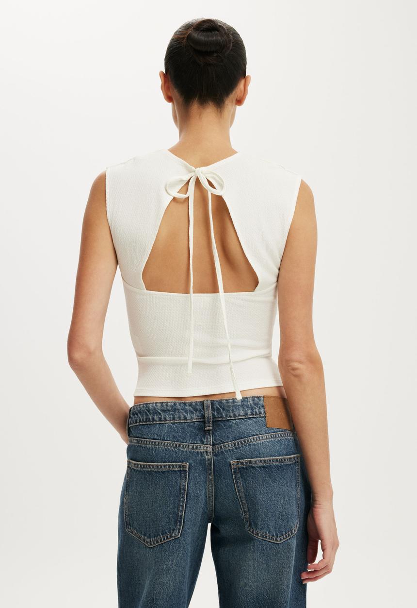 Cotton On - Mia Open Back Top - Creme Fraiche