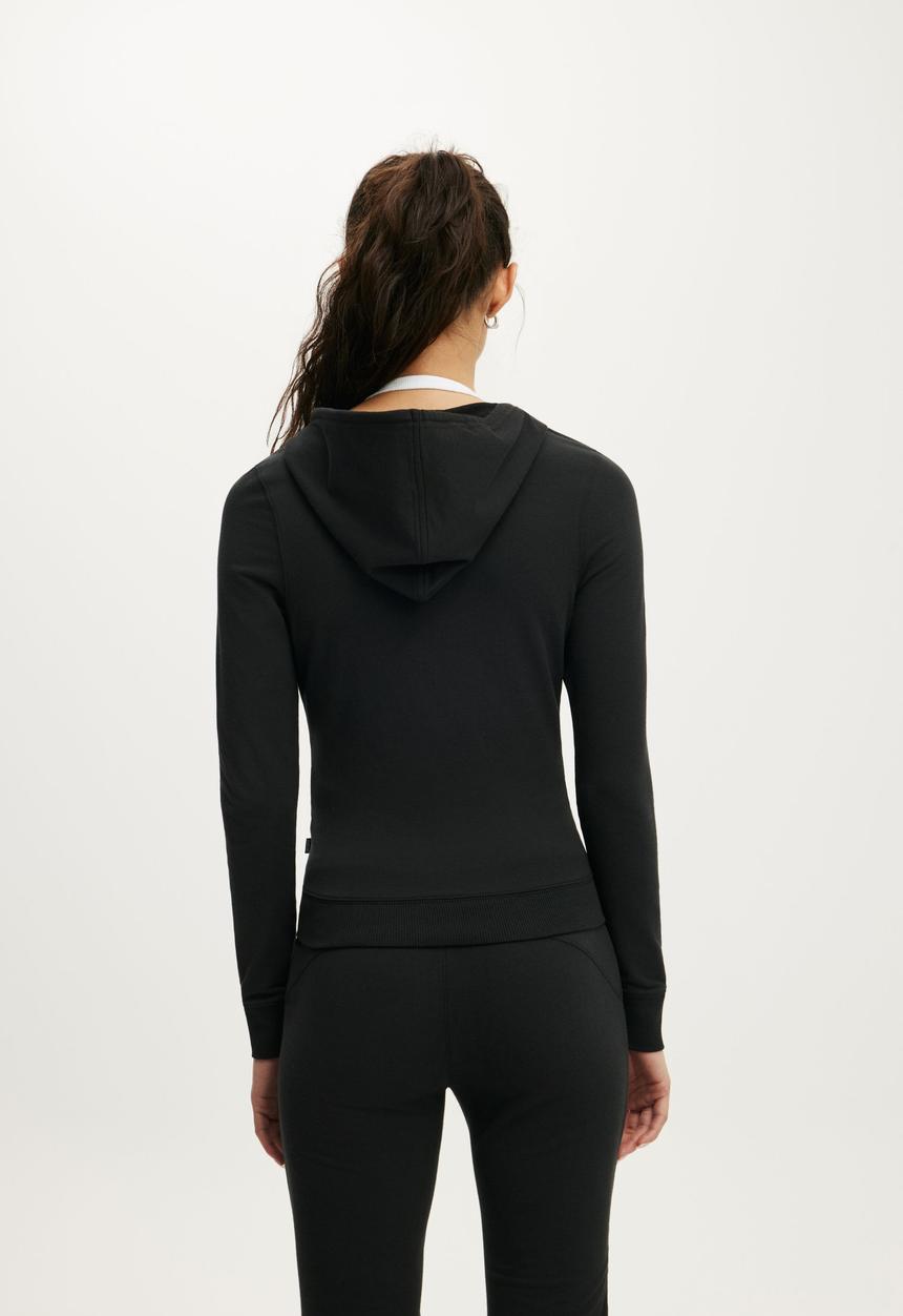 Cotton On - Stretch Fleece Fitted Zip Through - Black