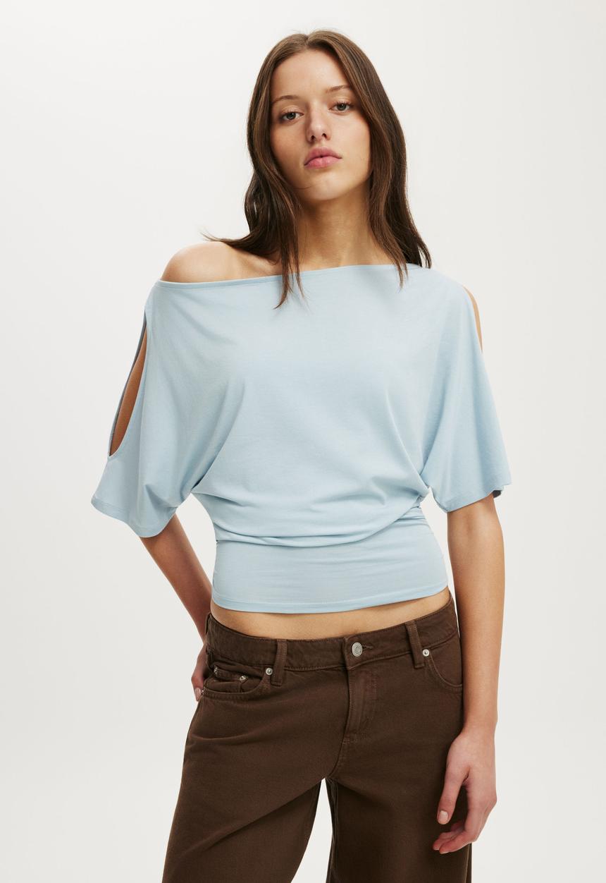 Cotton On - Cold Shoulder Short Sleeve - Iced Marine