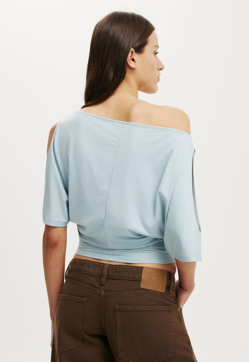 Cotton On - Cold Shoulder Short Sleeve - Iced Marine
