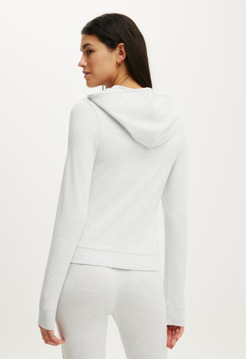 Cotton On - Stretch Fleece Fitted Zip Through - Cloudy Grey Marle