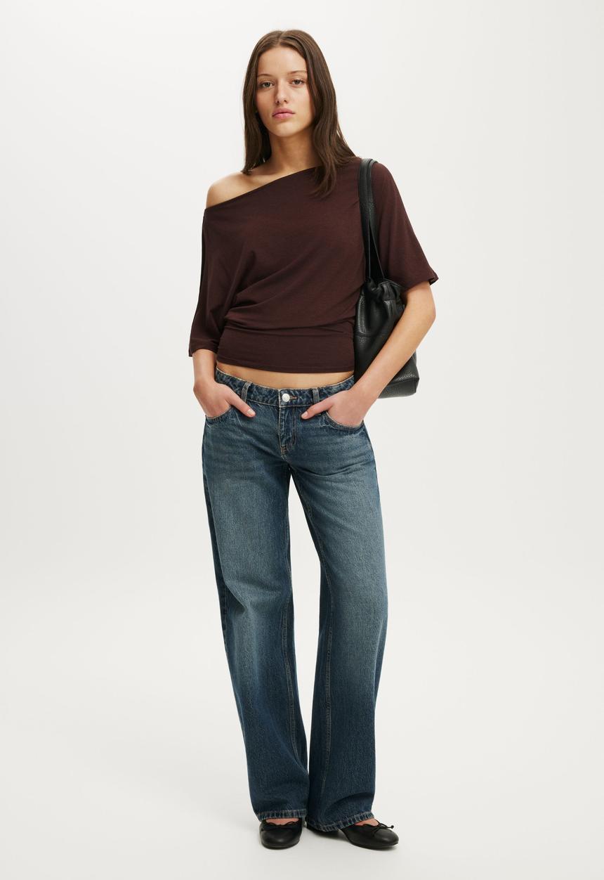 Cotton On - Cold Shoulder Short Sleeve - Dark Oak