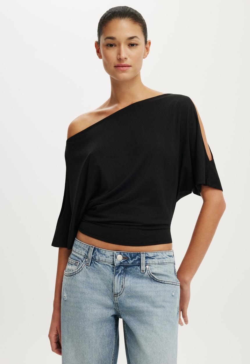 Cotton On - Cold Shoulder Short Sleeve - Black