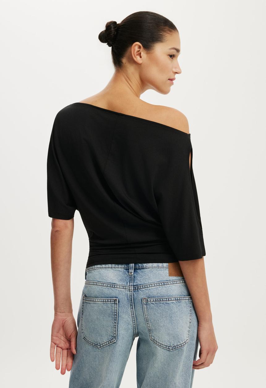 Cotton On - Cold Shoulder Short Sleeve - Black