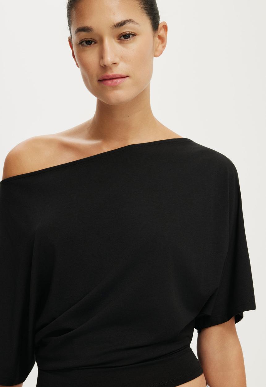 Cotton On - Cold Shoulder Short Sleeve - Black
