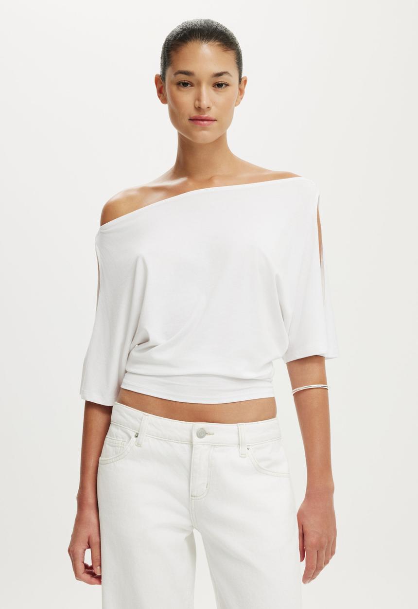 Cotton On - Cold Shoulder Short Sleeve - White