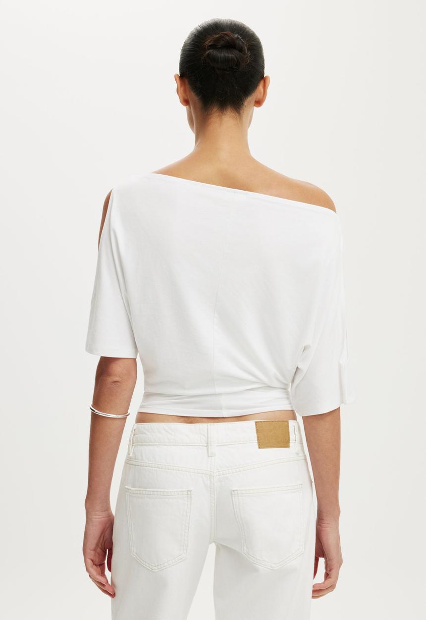 Cotton On - Cold Shoulder Short Sleeve - White