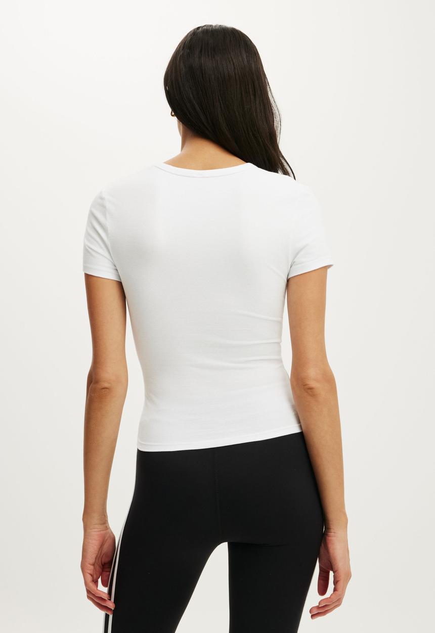 Cotton On - Active Keyhole Fitted T-shirt - White