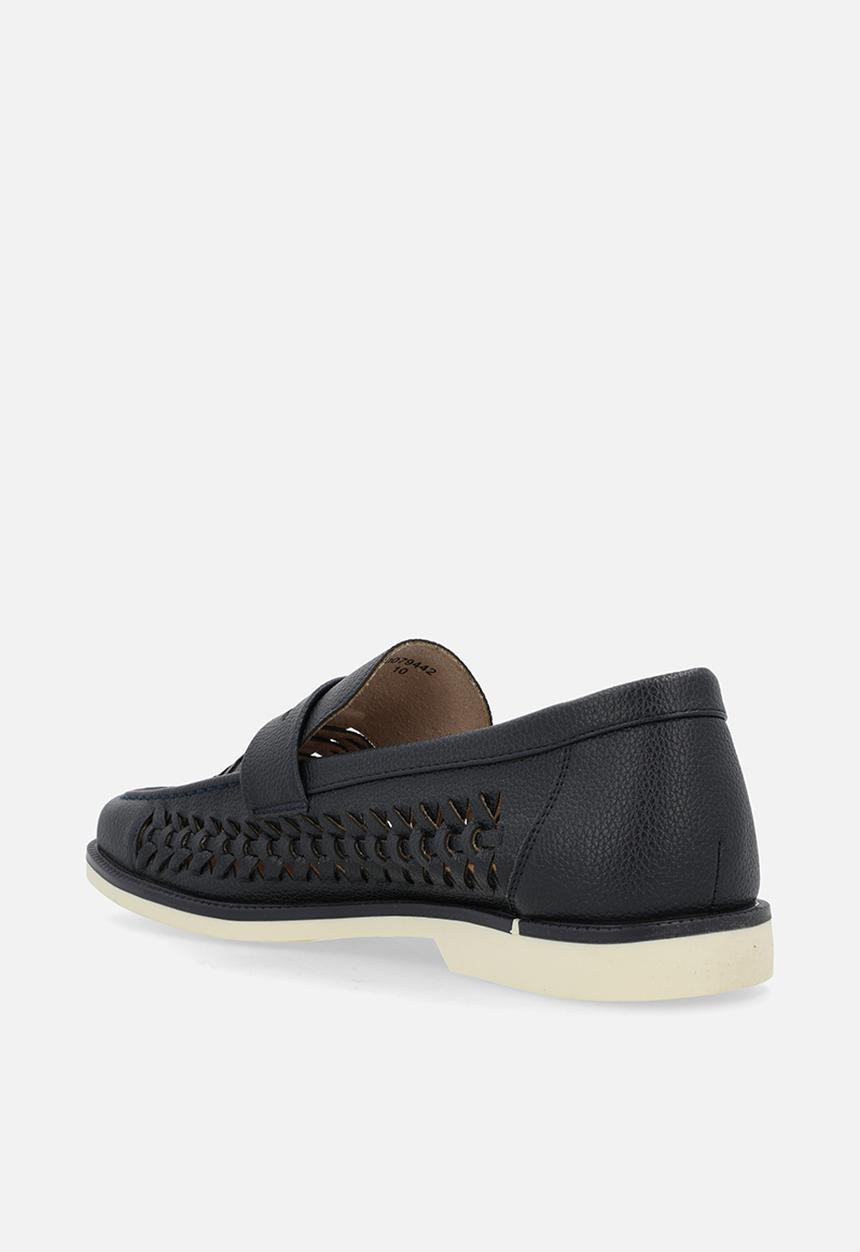 POLO - Leather Braided Boat Shoe - Navy