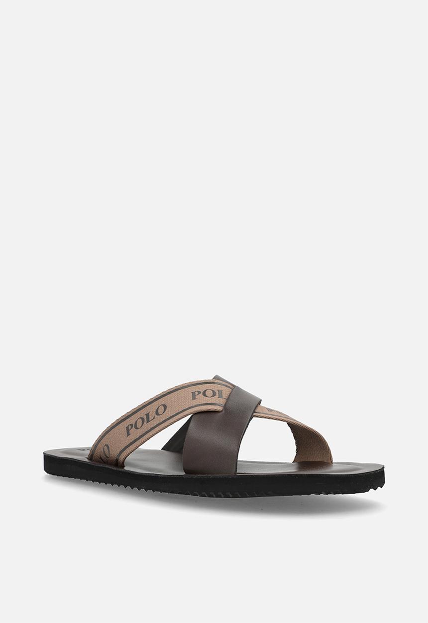 POLO - Cross Logo Leather Sandal - Taupe