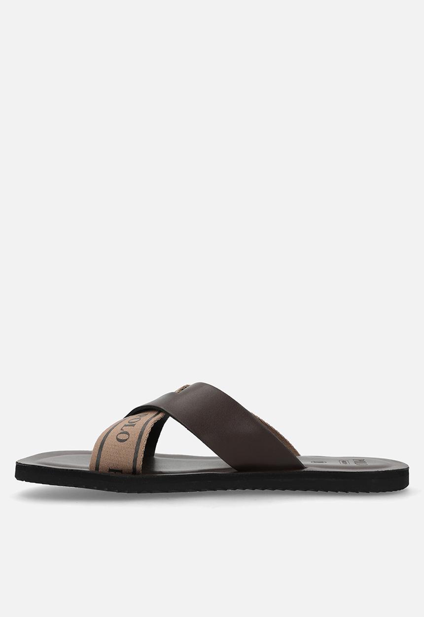 POLO - Cross Logo Leather Sandal - Taupe