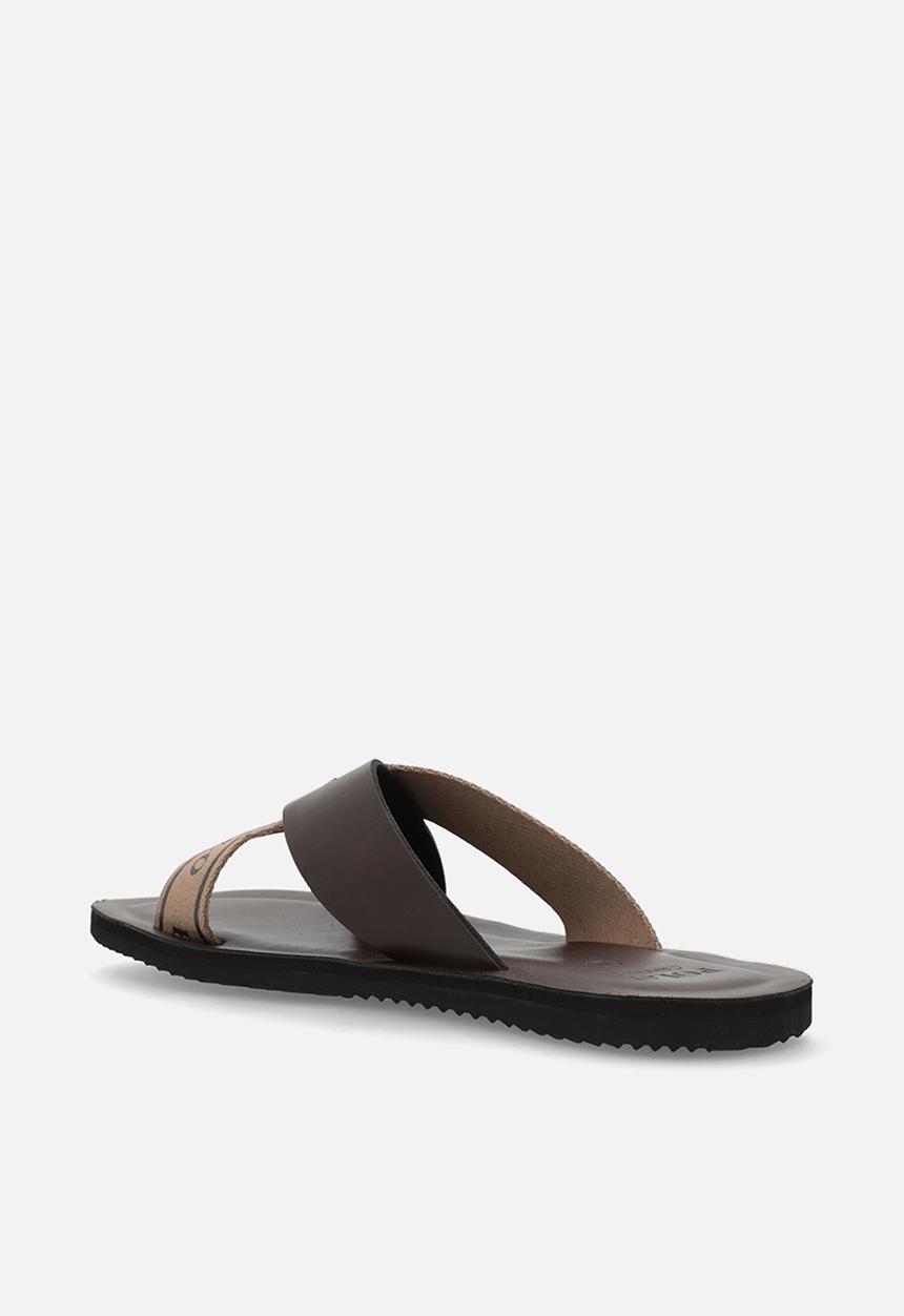 POLO - Cross Logo Leather Sandal - Taupe